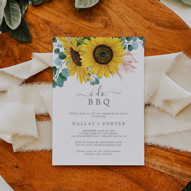 Rustic Sunflower I Do BBQ Engagement Party Invitation (Creator Uploaded)