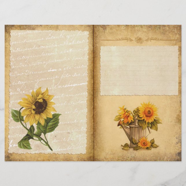 Rustic Sunflower Journal Page (Front)