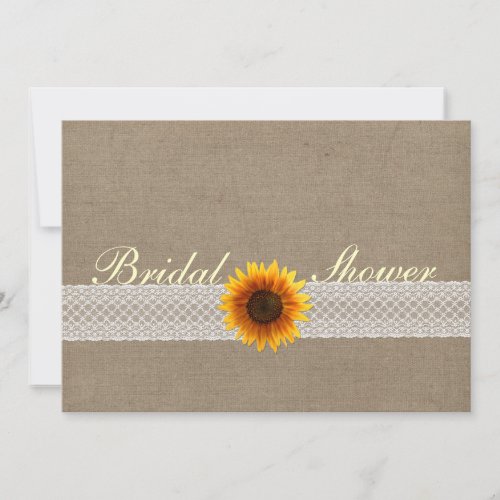 Rustic Sunflower Lace Bridal Shower Invitation