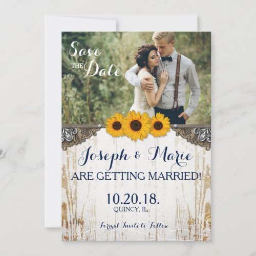 Rustic Sunflower Lace  Burlap Wedding Card