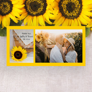 Rustic Sunflower Lace Country Wedding Thank You Card