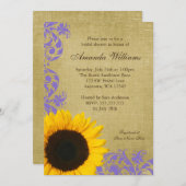 Rustic Sunflower Lavender Swirls Bridal Shower Invitation (Front/Back)