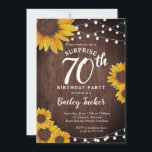 Rustic Sunflower & Lights Surprise 70th Birthday Invitation<br><div class="desc">This design features pretty painted, watercolor sunflowers on a rustic wood background accented with string lights. Click the customize button for more flexibility in modifying the text or moving the graphics! Variations of this design as well as coordinating products are available in our shop, zazzle.com/store/doodlelulu. Contact us if you need...</div>