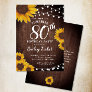 Rustic Sunflower & Lights Surprise 80th Birthday Invitation