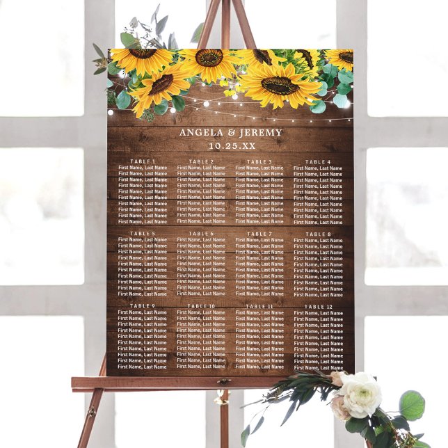 Rustic Sunflower Lights Wedding Seating Chart (Creator Uploaded)