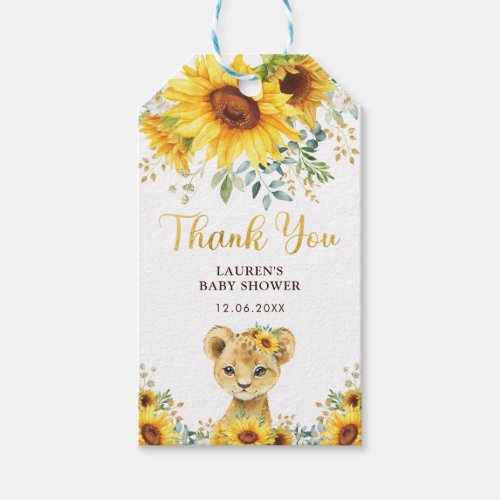 Rustic Sunflower Lion Cub Birthday Baby Shower Gift Tags