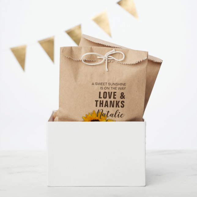 Rustic Sunflower Love and Thanks Baby Shower Favor Bag (Party)