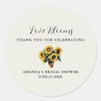 Rustic Sunflower Love Blooms Thank You Classic Round Sticker