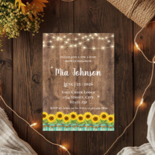 Rustic Sunflower Mason Jar Baby Shower Invitation