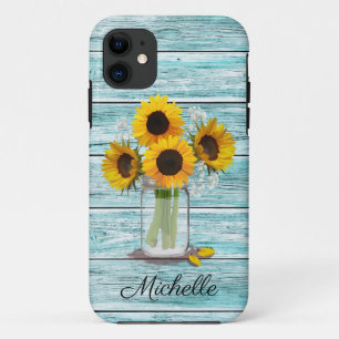 Rustic Sunflower Mason Jar iPhone 11 Case