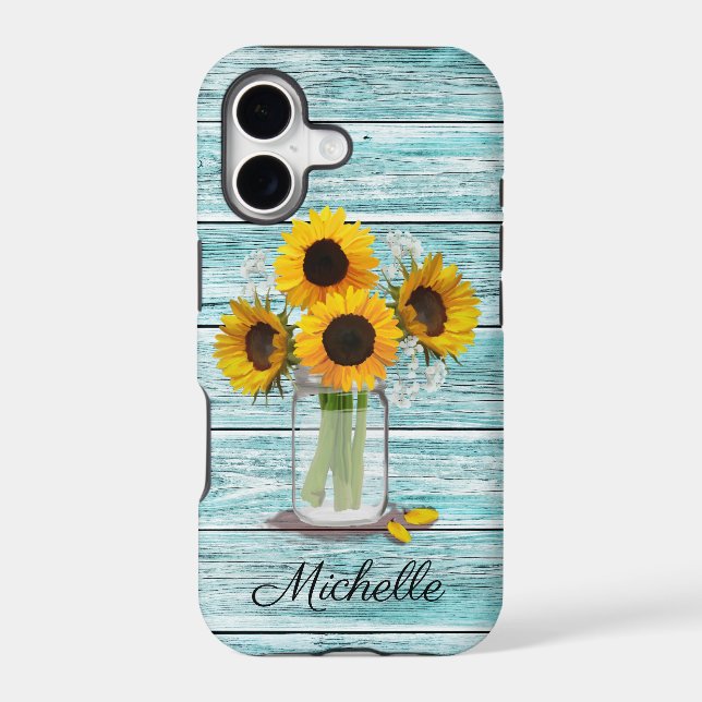 Rustic Sunflower Mason Jar Iphone Case (Back)