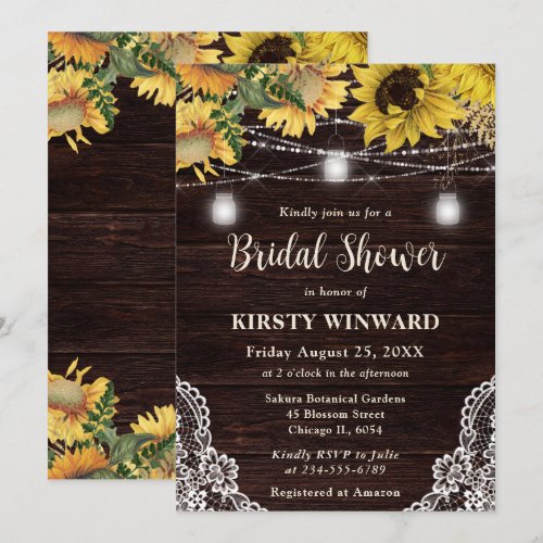 Rustic Sunflower & Mason Jar Lights Bridal Shower