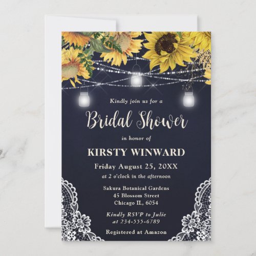 Rustic Sunflower & Mason Jar Lights Bridal Shower