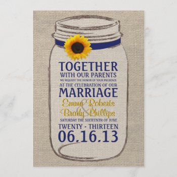 Rustic Sunflower & Mason Jar Wedding Invitation by ModernMatrimony at Zazzle
