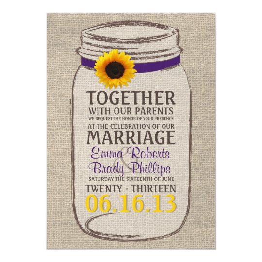 Rustic Sunflower & Mason Jar Wedding Invitation
