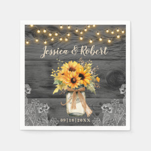 Rustic Sunflower Mason Jar Wedding Napkins