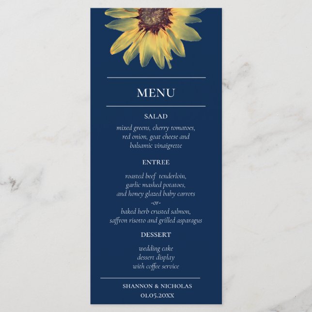 Rustic Sunflower Menu (Front)