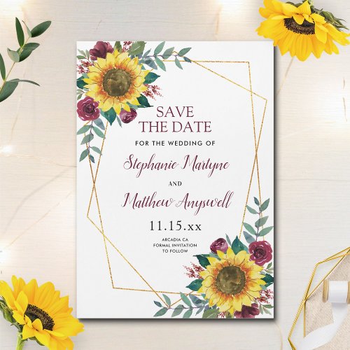 Rustic Sunflower Modern Floral Wedding Magnetic Invitation