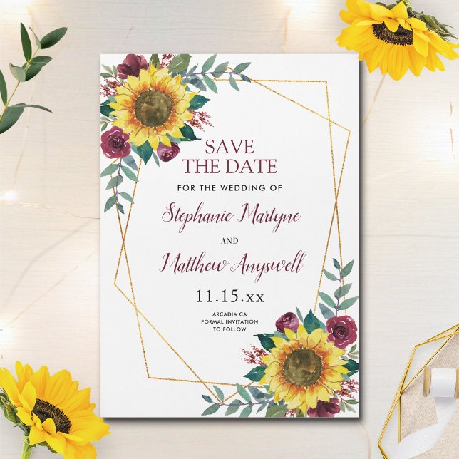 Rustic Sunflower Modern Floral Wedding Magnetic Invitation (Creator Uploaded)