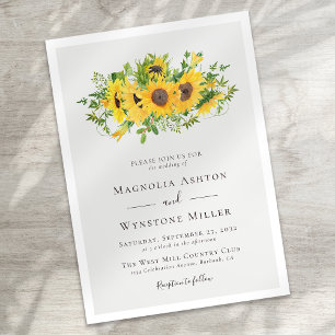 Rustic Sunflower Modern Wedding Invitation