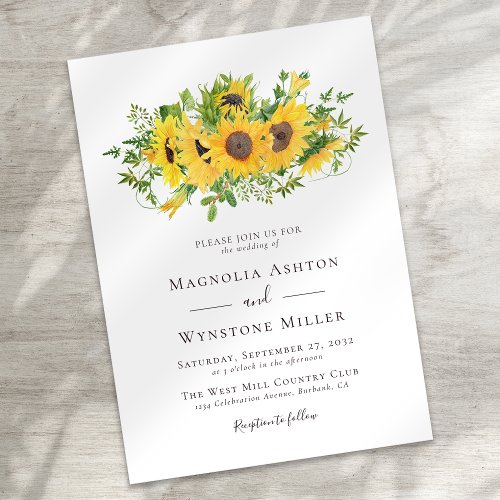 Rustic Sunflower Modern Wedding Invitation