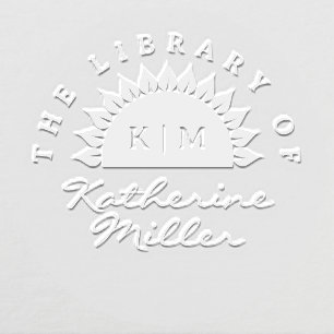 Rustic Sunflower Monogram Modern Script Library Embosser