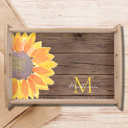Rustic Sunflower Monogram Serving Tray