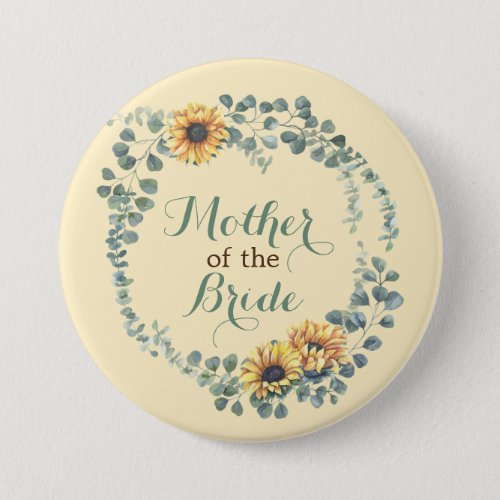 Rustic Sunflower Mother of the Bride or Groom   Button