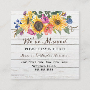 Rustic Sunflower Moving New Change of Address Enclosure Card