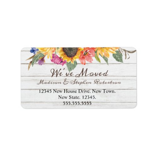 Rustic Sunflower Moving New  Change of Address Label