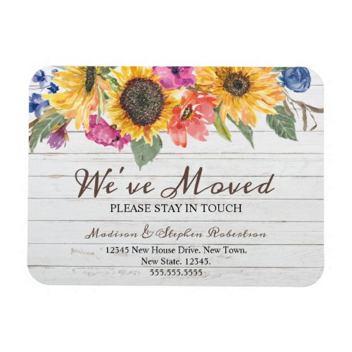 Rustic Sunflower Moving New  Change of Address Magnet