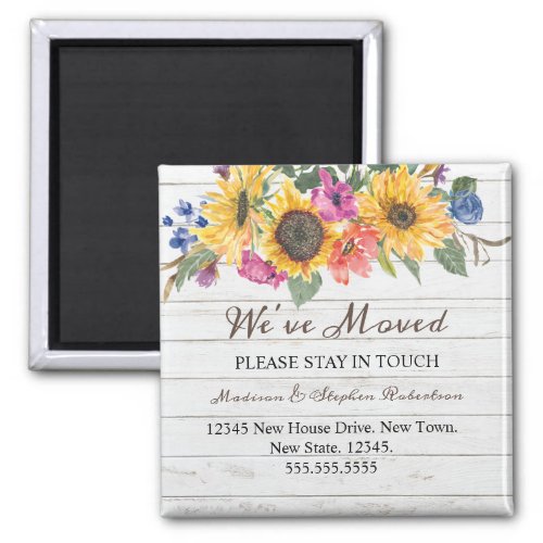 Rustic Sunflower Moving New  Change of Address Magnet