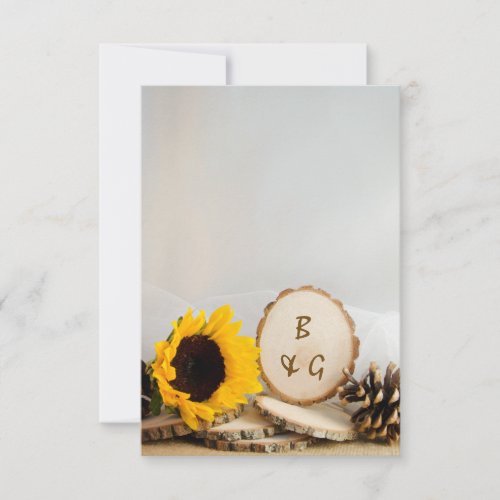 Rustic Sunflower Natural Woods Wedding Note Cards