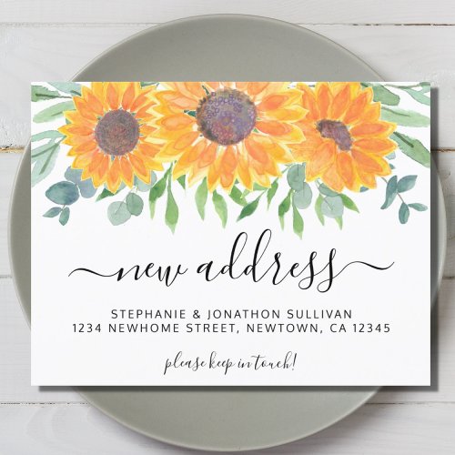 Rustic Sunflower New Address Moving Announcement Postcard