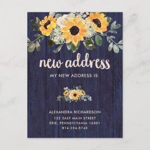 Rustic Sunflower   New Address Moving Announcement Postcard