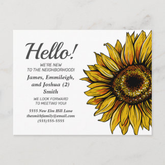 Rustic Sunflower New Neighbors Introduction Postcard