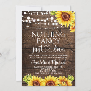 Rustic Sunflower Nothing Fancy Just Love Wedding Invitation