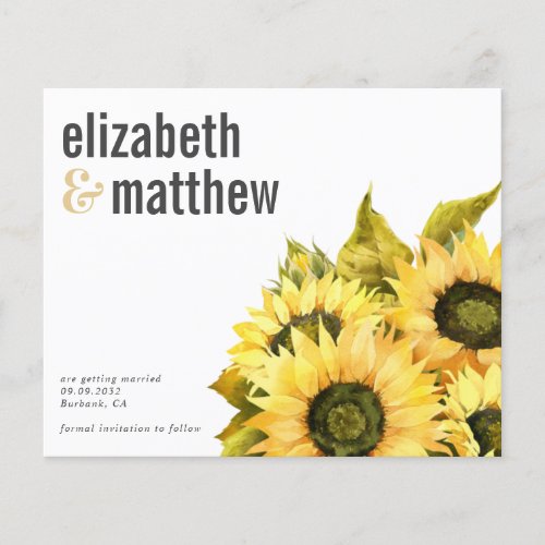 Rustic Sunflower  PAPER Wedding  Save The Date