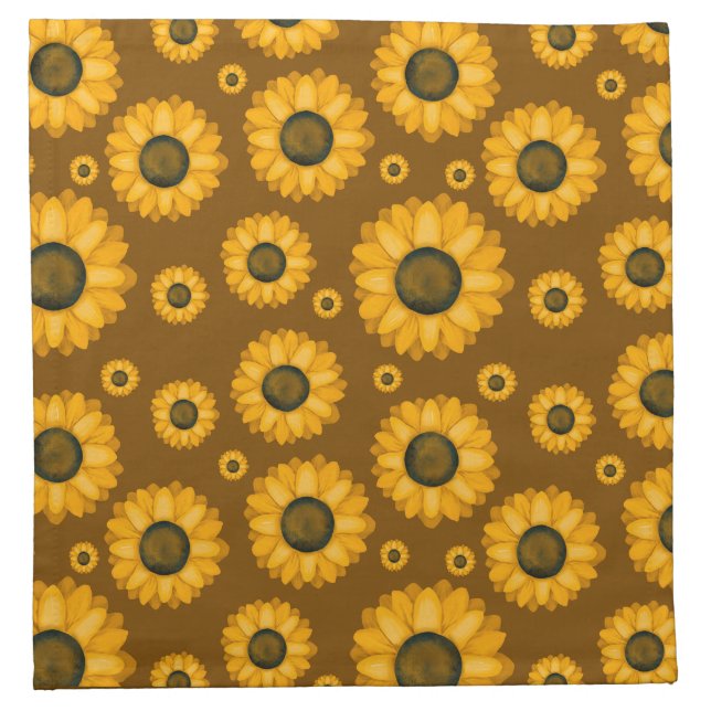 Rustic Sunflower Pattern Cloth Napkin (Front)