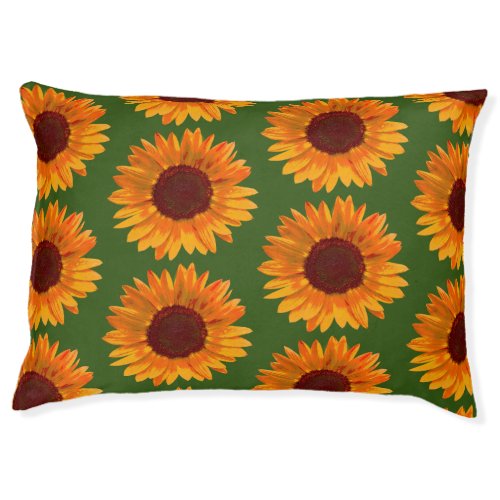 Rustic Sunflower Pattern Farm House Charm Pet Bed