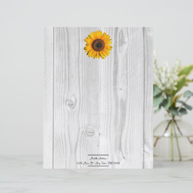 Rustic Sunflower Personalized Paper Sheet (Standing Front)