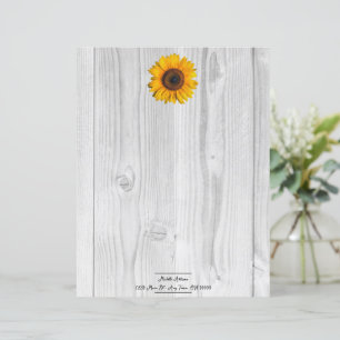 Rustic Sunflower Personalized Paper Sheet