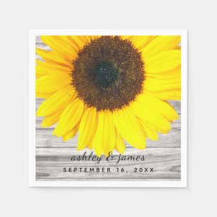 Rustic Sunflower Personalized Party Paper Napkins