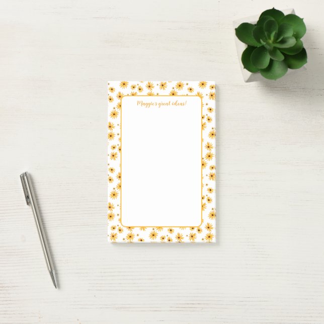 Rustic Sunflower personalized Post-it Notes (Office)