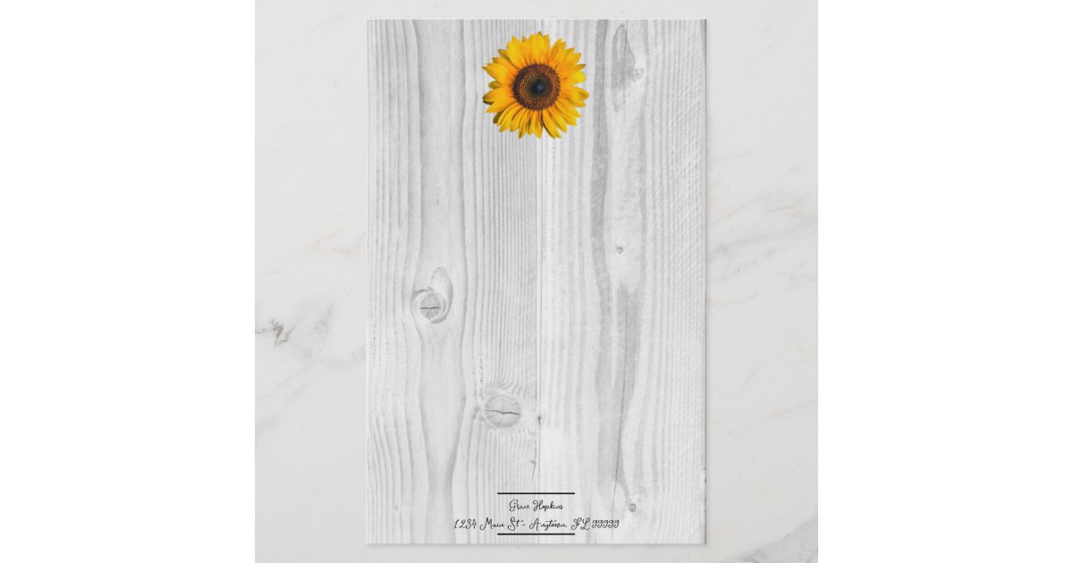 Rustic Sunflower Personalized Stationery | Zazzle
