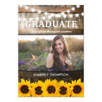 Rustic Sunflower Photo 2018 Graduation Party Invitation