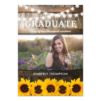 Rustic Sunflower Photo 2019 Graduation Party Invitation