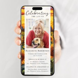 Rustic Sunflower Photo Funeral Digital Evite Invitation