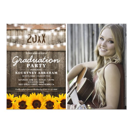 Rustic Sunflower Photo Graduation | Class of 2021 Invitation