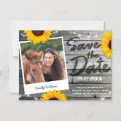 Rustic Sunflower Photo Graduation Save the Date Magnetic Invitation (Front)